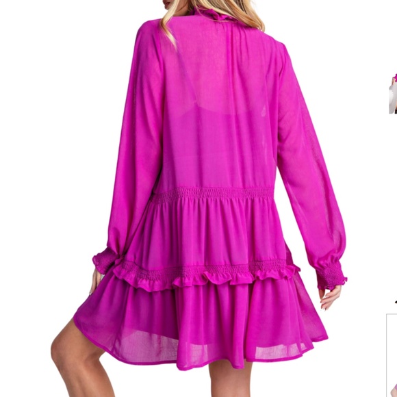 Rebecca Minkoff Tessa Tiered Dress in Beet sz Small NWT $248R - Picture 4 of 6
